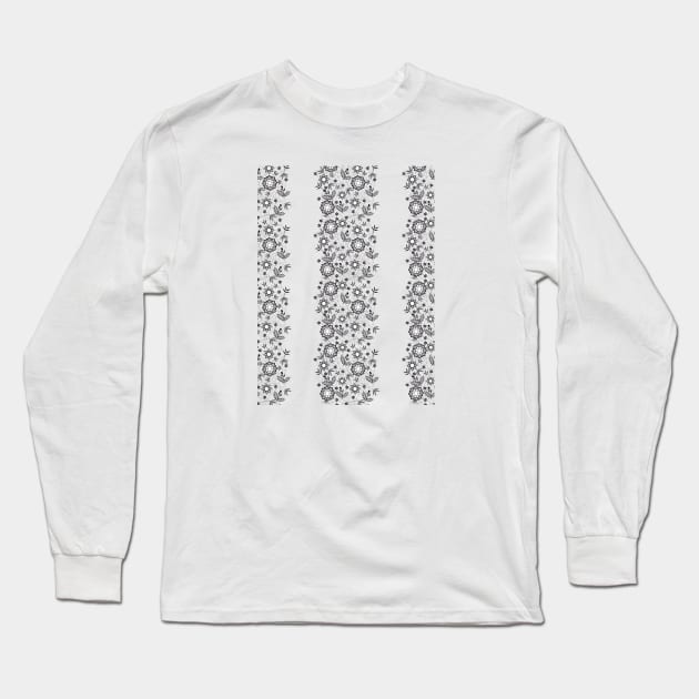 Black Lace, Floral Pattern Long Sleeve T-Shirt by ilhnklv